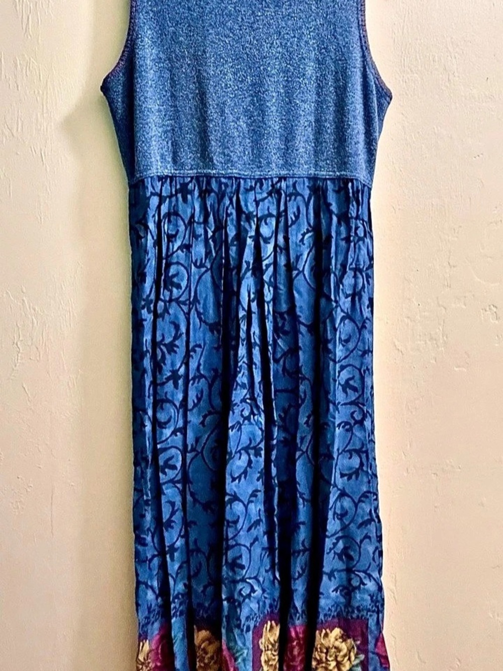 Karin Stevens Floral Midi Dress Blue Purple Size 8